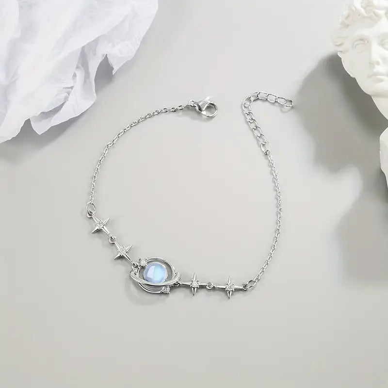 Girls Silver Charm Bracelet Mosaic Beads Friendship Jewelry