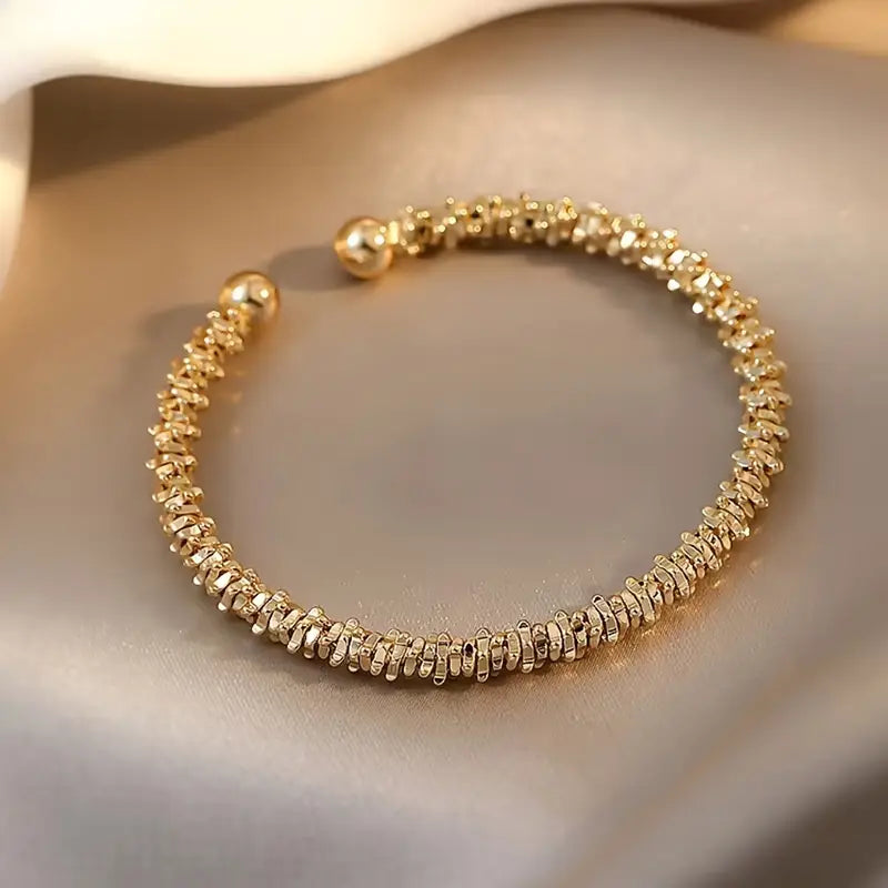 Adjustable 18K Gold Plated Copper Beaded Bracelet – Gothic Hip-Hop Wrist Jewelry