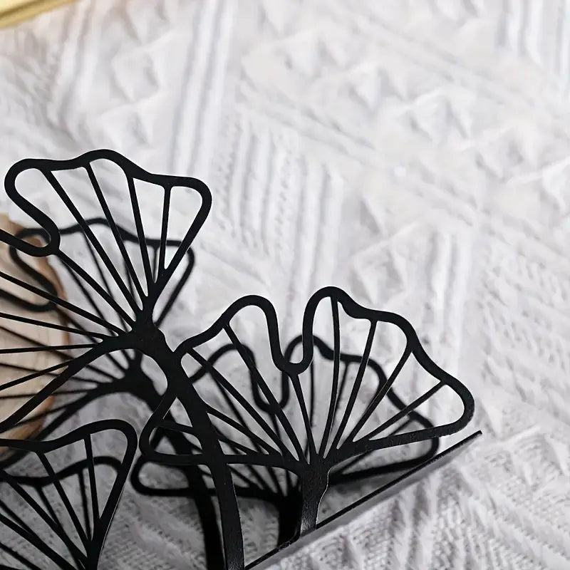 Ginkgo Leaf Napkin Holder - Metal Table Tissue Organizer