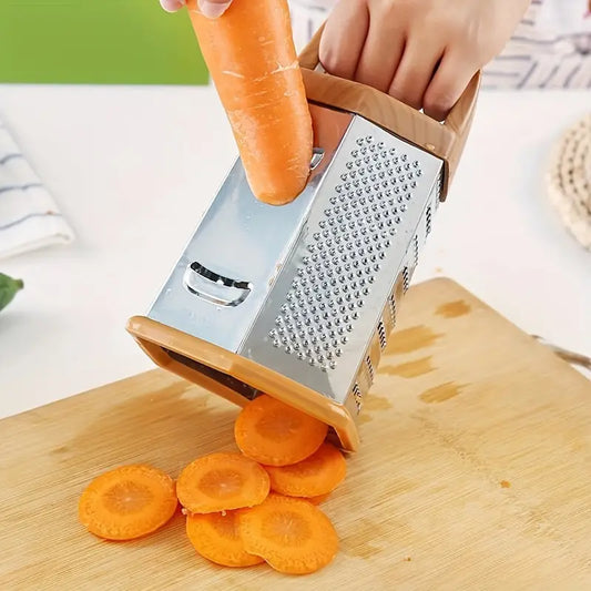 6-Sided Manual Veg Grater – Stainless Steel Slicer with Wooden Handle