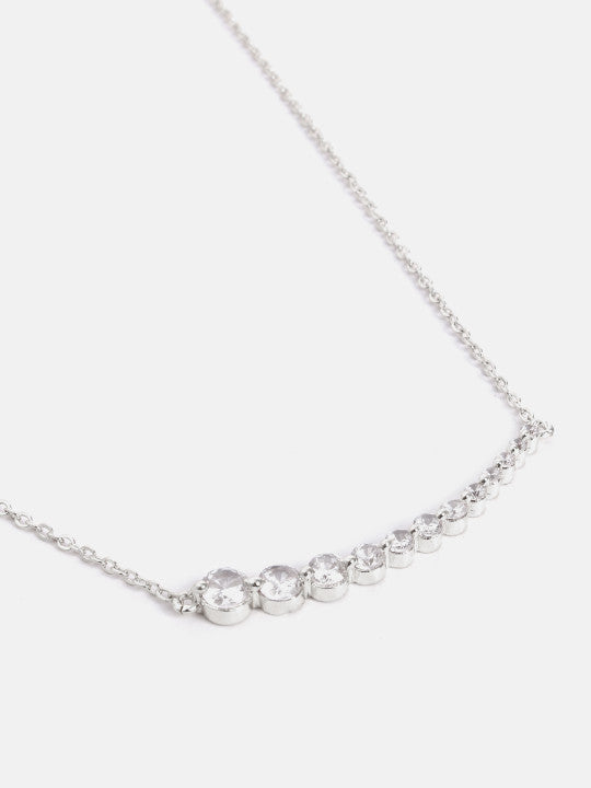 Crystal Accent Necklace – Fashion Accessory – Silver-Finish Brass Construction – Secure Lobster Clasp