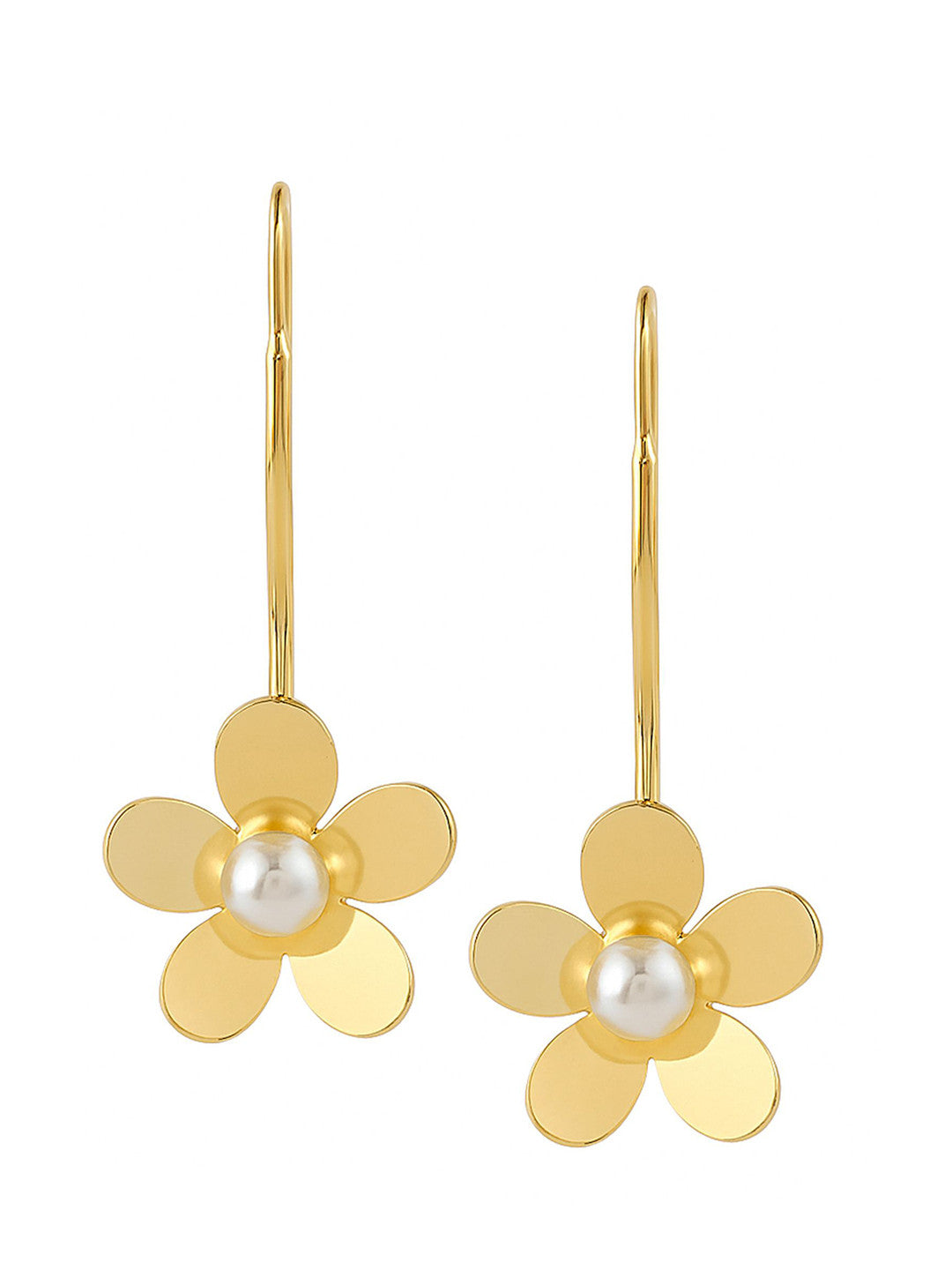Floral Pearl Drop Earrings – Fashion Jewellery – Gold-Plated, Pearl Embellished – Retail Unit