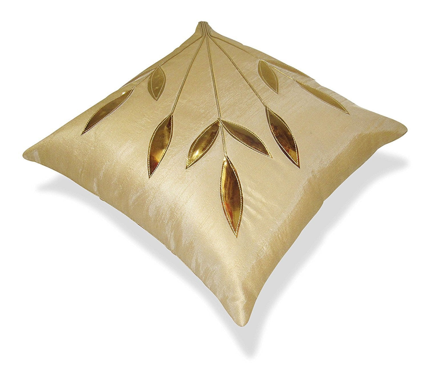 Cushion Covers – Dupion Silk Floral Gold Leaf – 16x16 Inch Set of 5 Wholesale