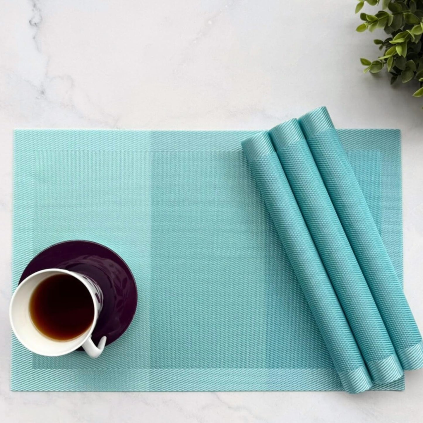 Woven PVC Dining Placemats – Heat Resistant, Anti-Skid – Set of 4