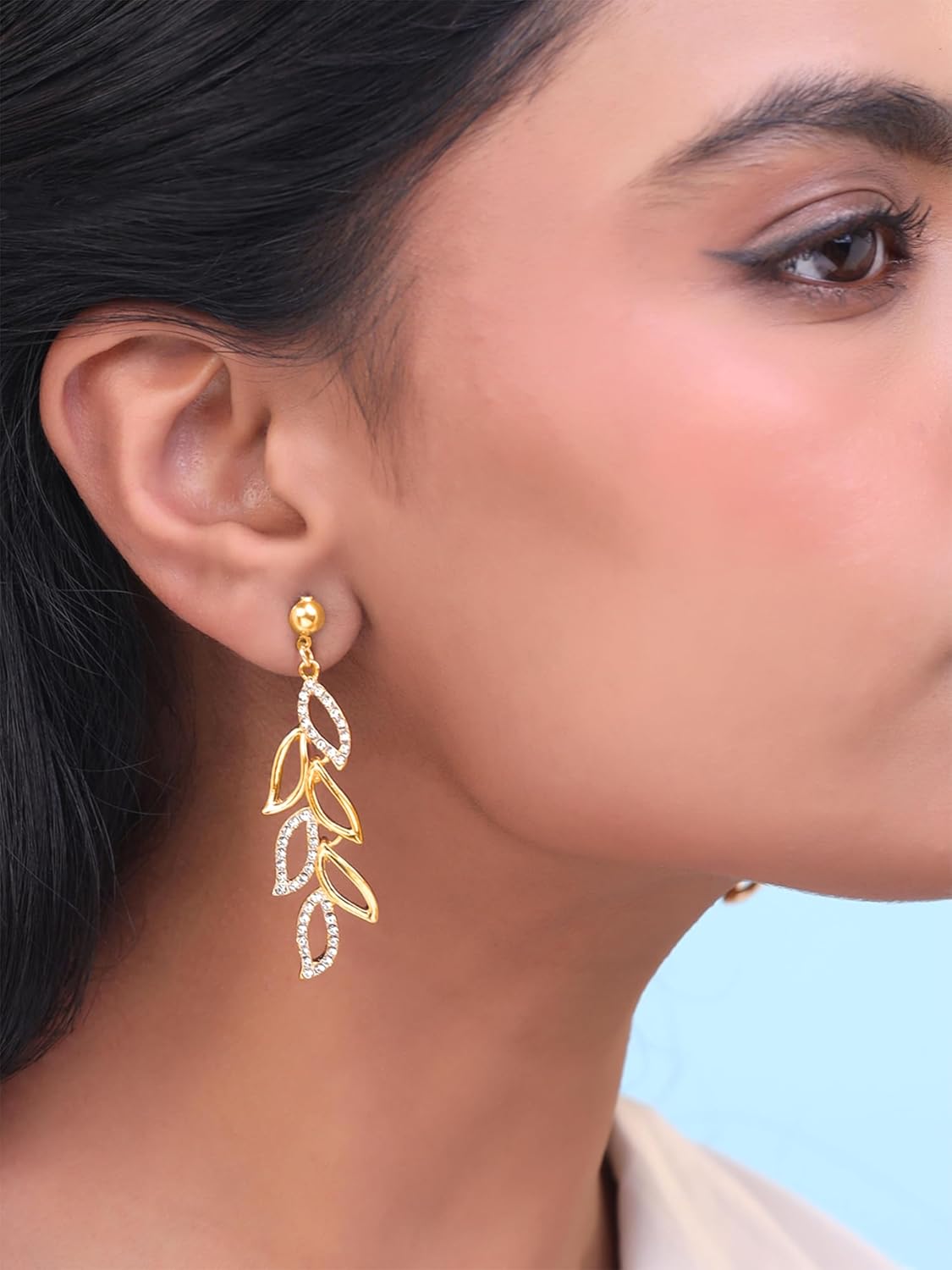 Multicolor Crystal & Opal Drop Earrings – Fashion Jewelry – Rose Gold Plated, Oval Shaped – Retail Ready