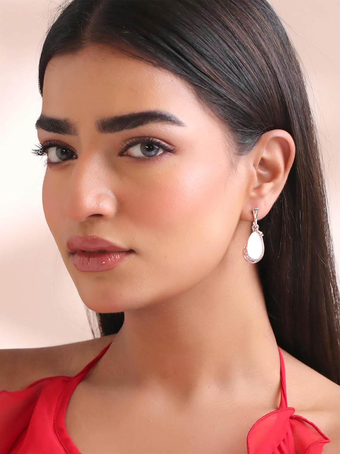 Multicolor Crystal & Opal Drop Earrings – Fashion Earrings – Rose Gold Plated – Oval Shaped