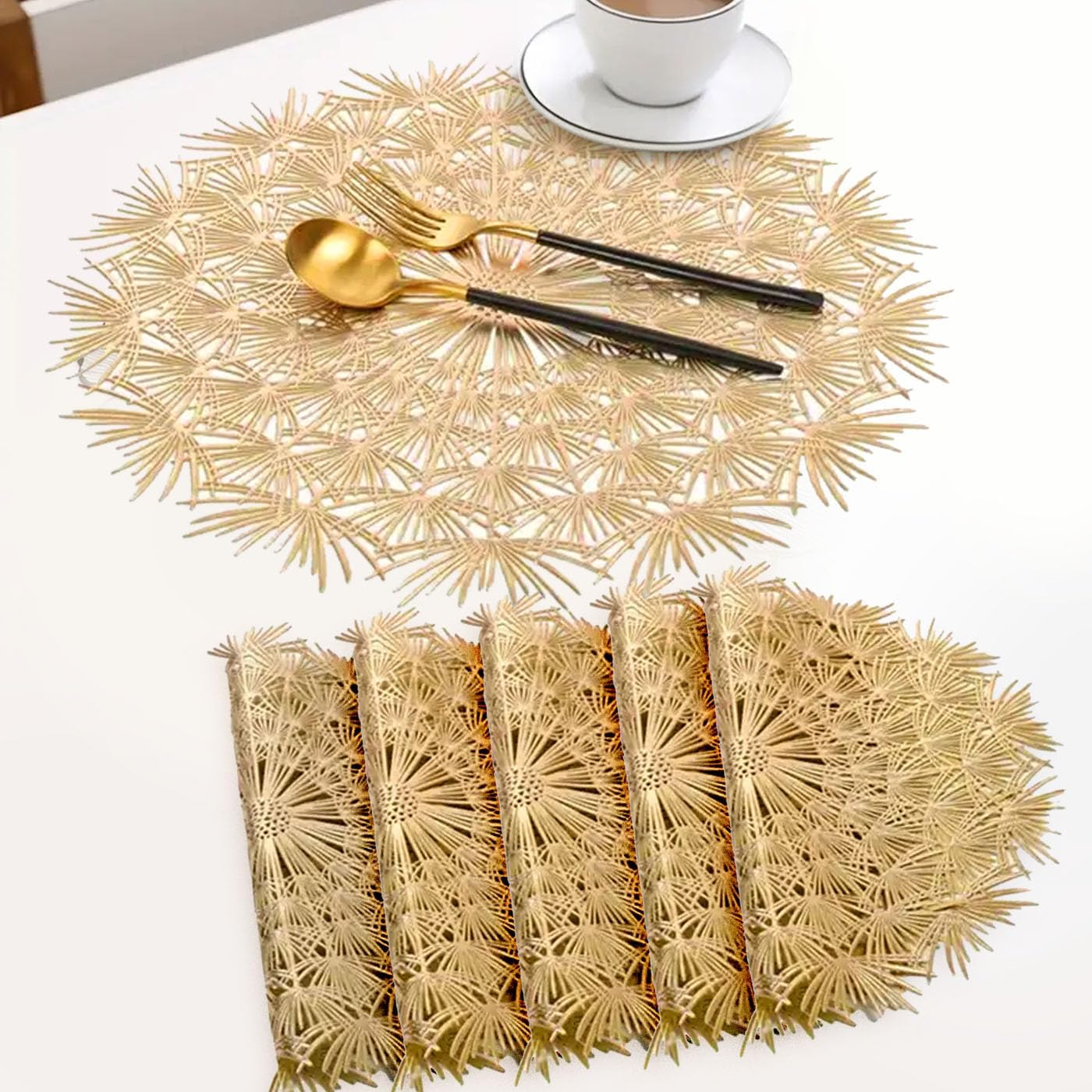 Table Placemats – PVC Heat Resistant Round – Set of 6 (38 cm)