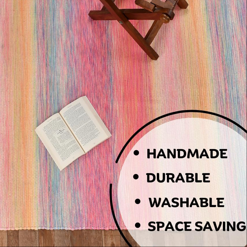 Dhurrie Rug – Sustainable Upcycled Fabric – Digitally Printed – 2' x 5'