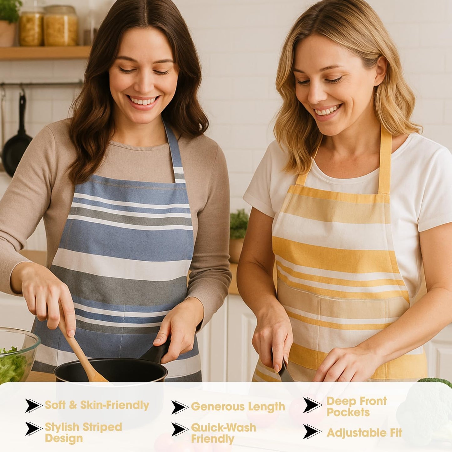 Unisex Cooking Apron – Kitchen Apron – Waterproof Polyester Blend – Dual Front Pockets
