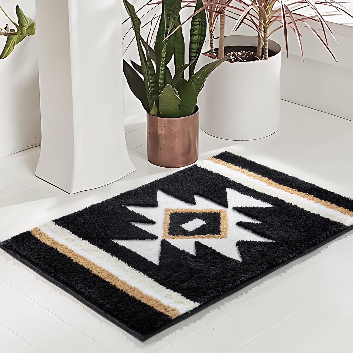 Abstract Cute Non-Slip Washable Bath Rug Mat for Bathroom, Entryway, Pet | Quick Dry Home Floor Decor