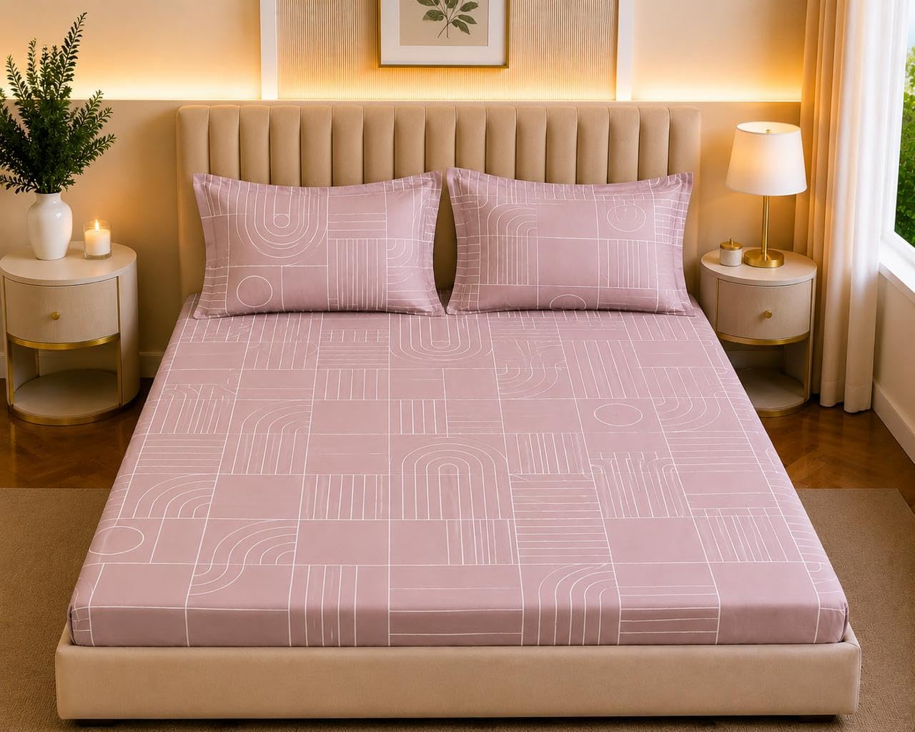 Bedsheet | Polycotton 310TC Elastic Fitted | Super King, 198x182cm, 3-Piece Set