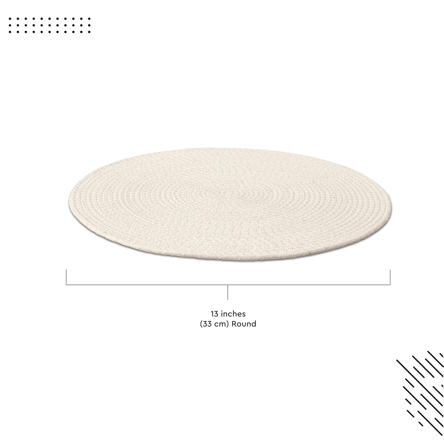 Dining Placemats – Cotton Ribbed – 32cm Diameter, Set of 4