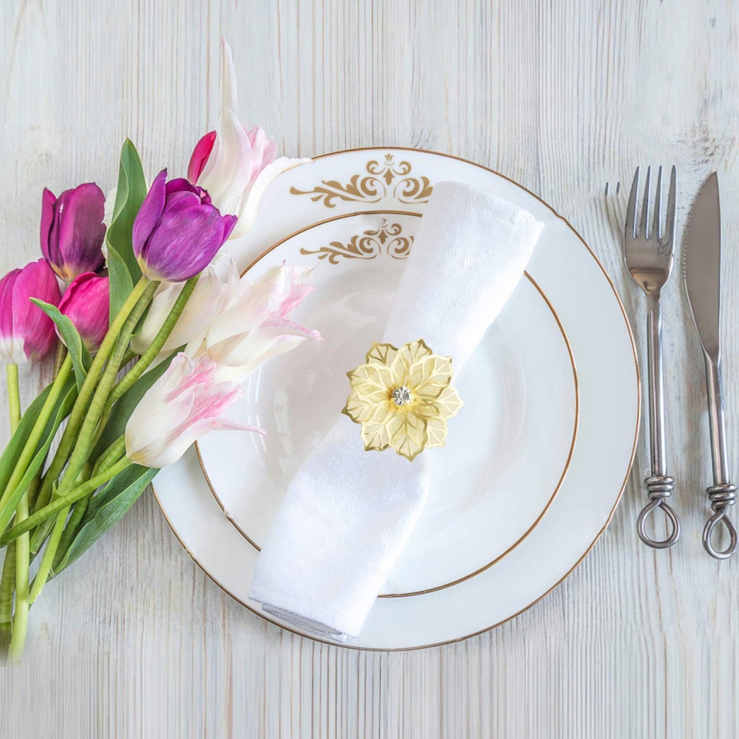 Gold Alloy Napkin Rings – Metal Mesh Table Decor – Durable – 6-Piece Pack