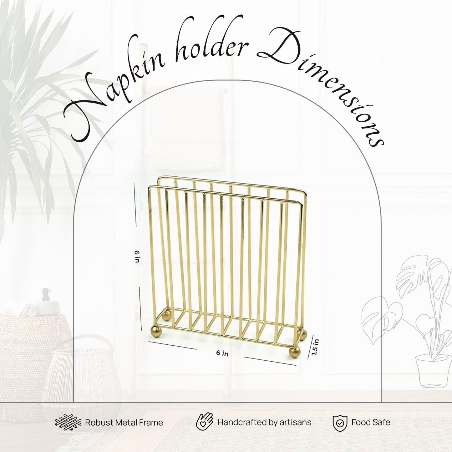 Metallic Napkin & Tissue Holder – Tabletop Accessory – Durable Finish – 6 Inch