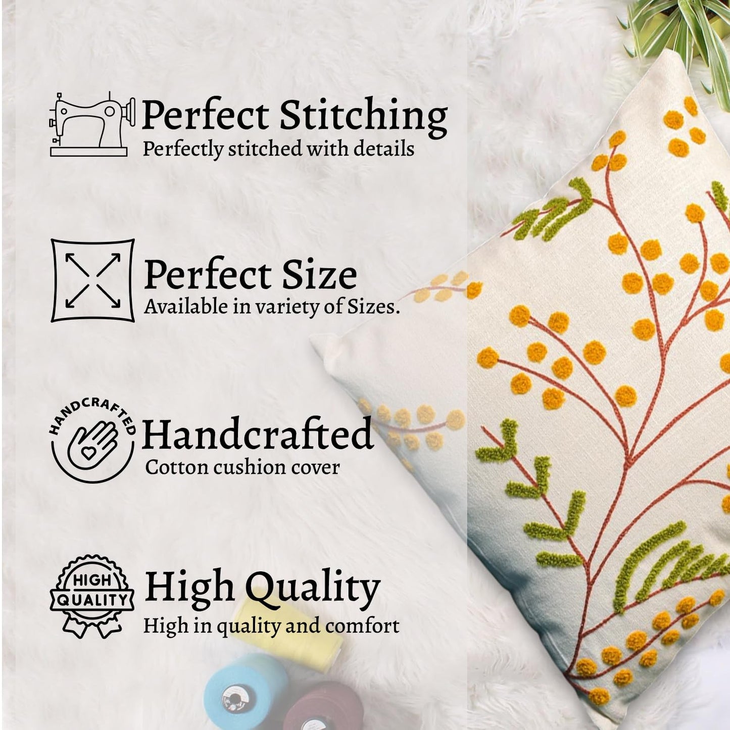 Boho Decorative Pillow Cover – Mid-Century Modern Design – Invisible Zippers – 16x16 Inch
