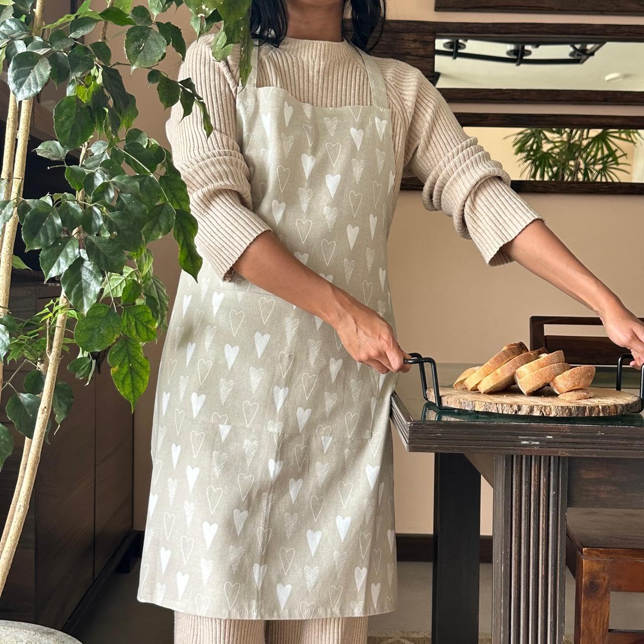 Kitchen Linen Set – Apron, Oven Mitts, Pot Holders – 100% Cotton, Machine Washable – 3-Piece