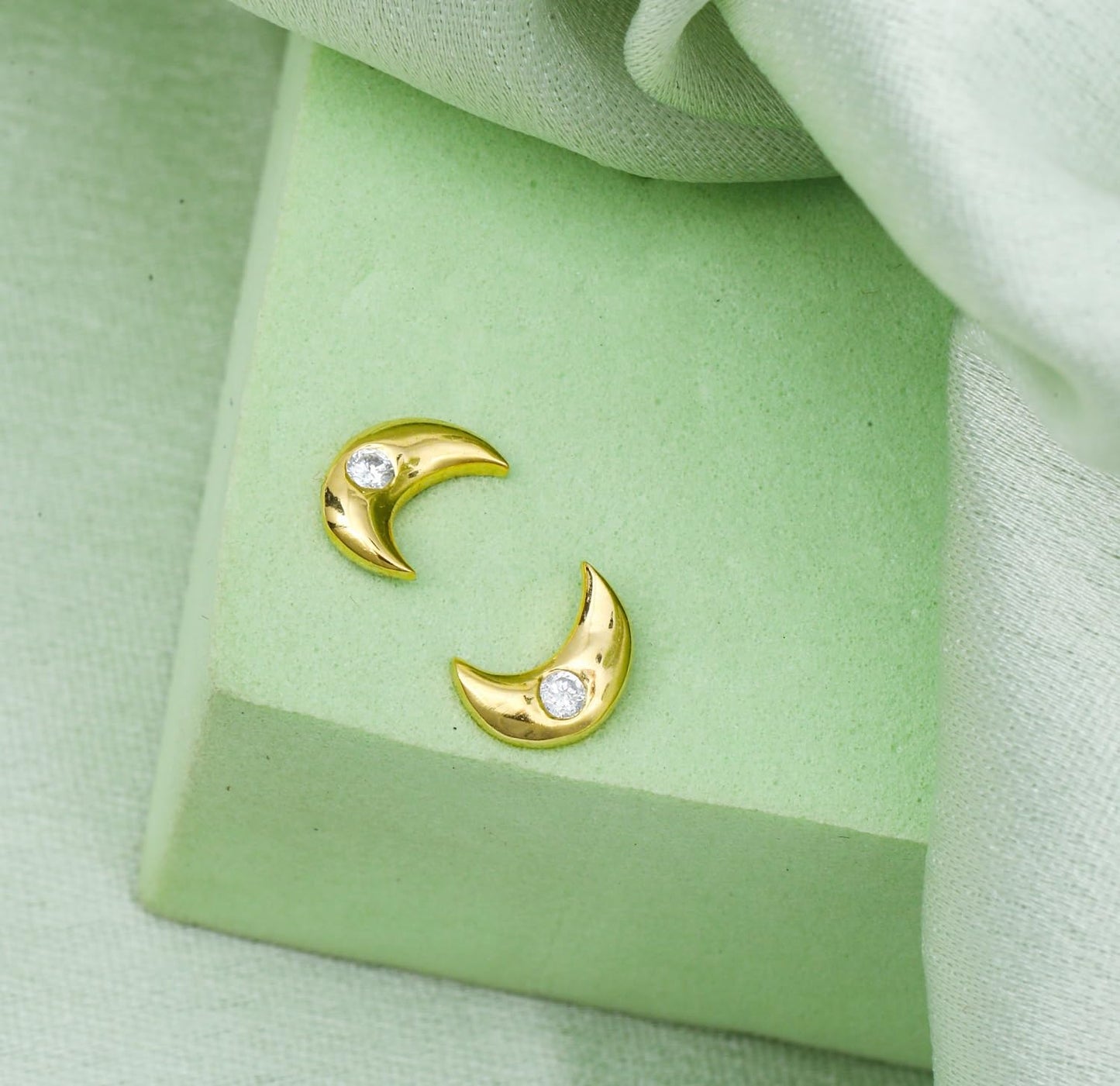 Moon Earrings – Sterling Silver Jewelry – 18K Gold-Plated – Lightweight Pair