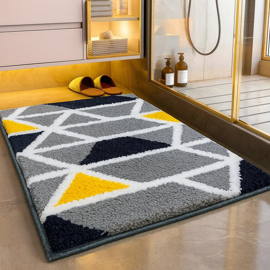 Mosaic Super Soft Microfibre 2000 GSM Bath Mat 50x80 cm Pack of 1 | Super Absorbent Anti-Skid Door Floor Mat Grey