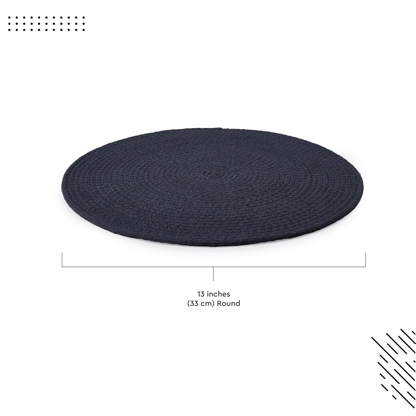 Dining Table Mats – Ribbed Cotton – 32cm Round, Set of 4