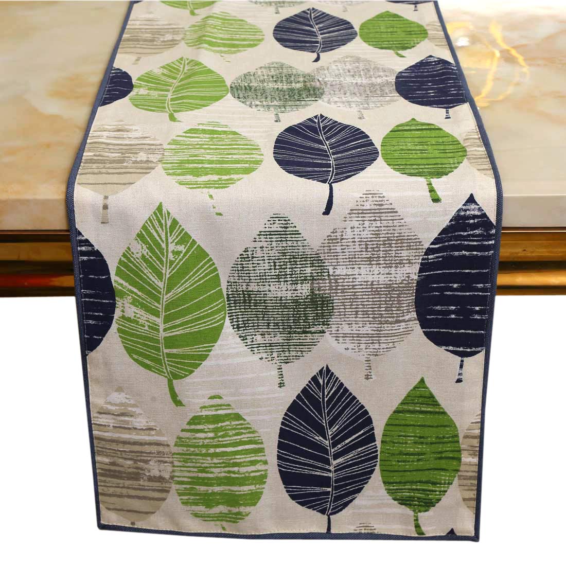 Table Runner – Cotton Printed Leaves, Handmade – 14x72 Inches (4-6 Seater)