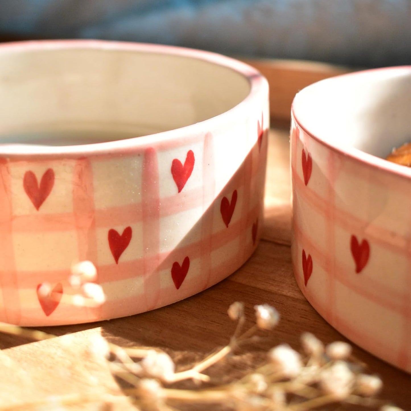 Checked Heart Ceramic Bowl – Handmade – Dishwasher Safe – Small Serving Bowl