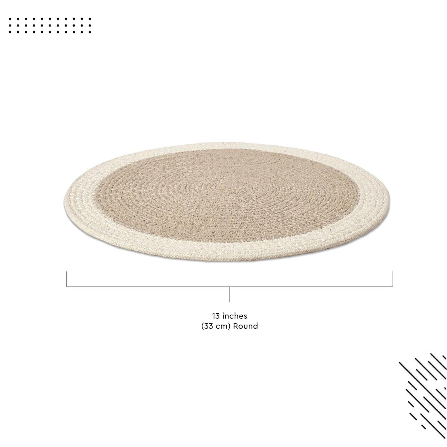 Table Mats – Ribbed Cotton Heat-Resistant – 32 cm Round Set of 4