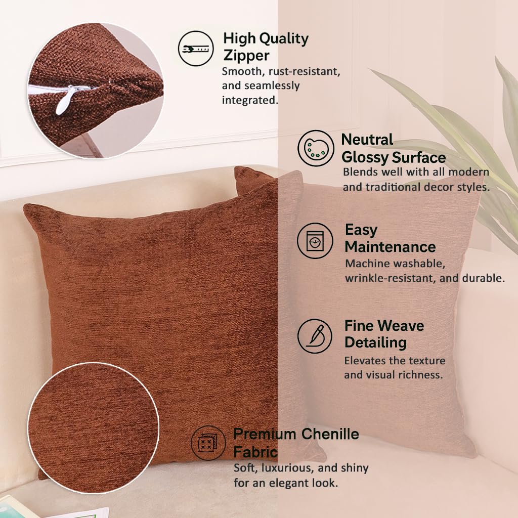 Wholesale Cushion Covers – Chenille Velvet-Feel, Textured – 16x16 Inch, Set of 2