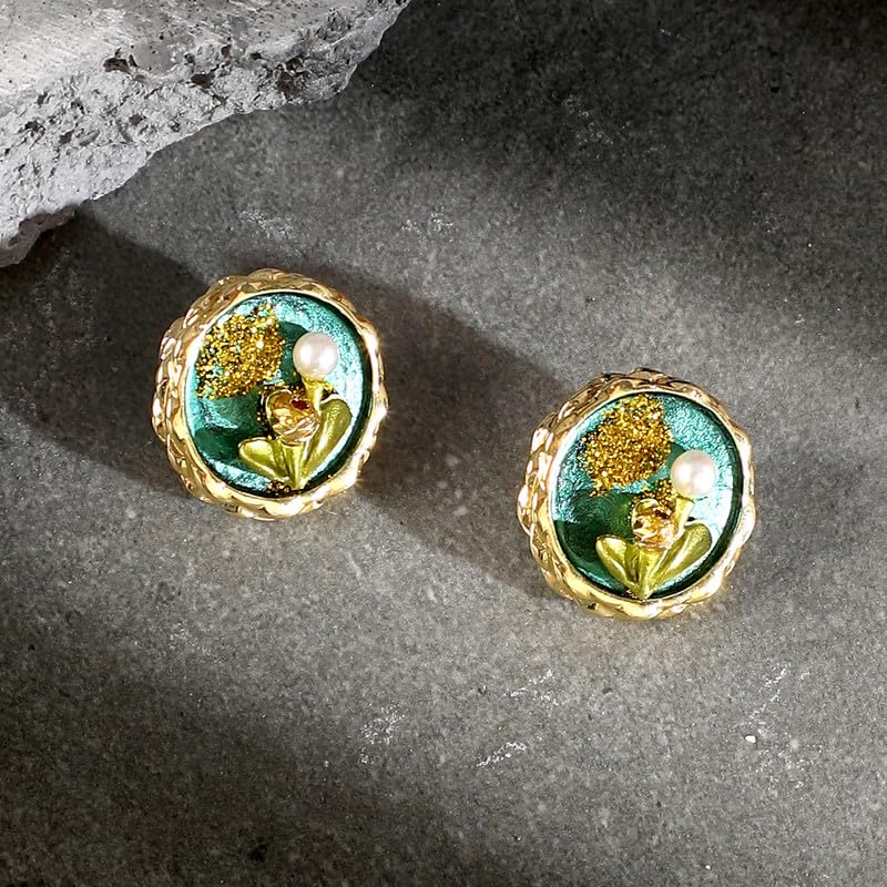 Portrait Stud Earrings – Fashion Jewellery – Alloy, Artificial Pearl, Push Back – Pair