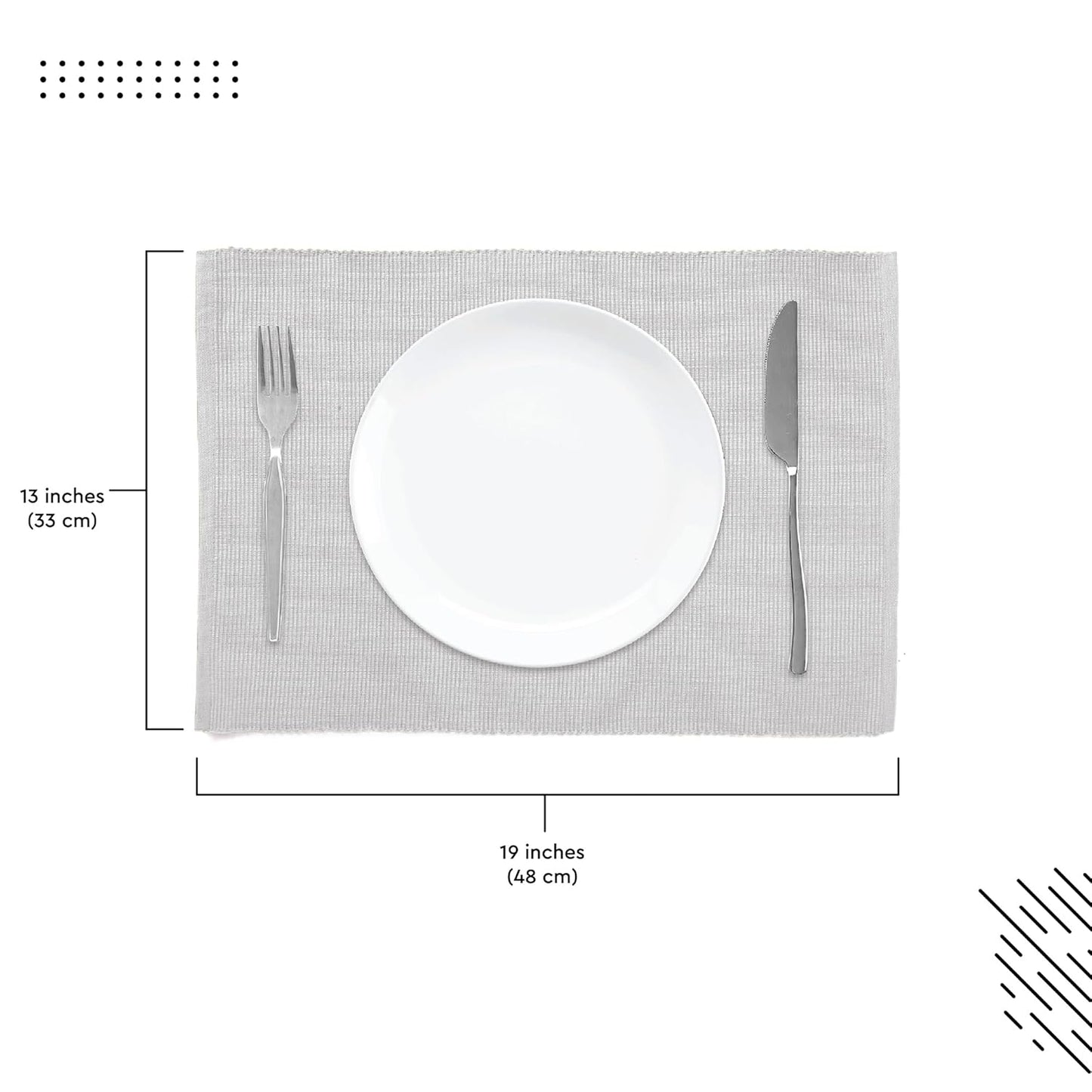 Dining Table Mats – Ribbed Cotton – Set of 6 (48x32 cm)