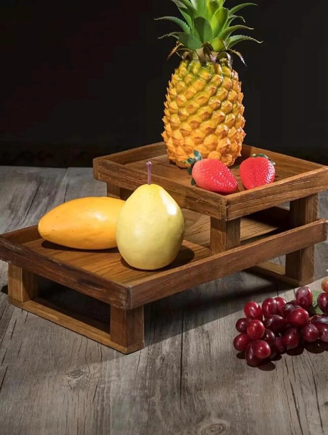 Rustic Wooden Fruit Tray – Display & Serving Tray – Eco-Friendly Wood – Pack of 1