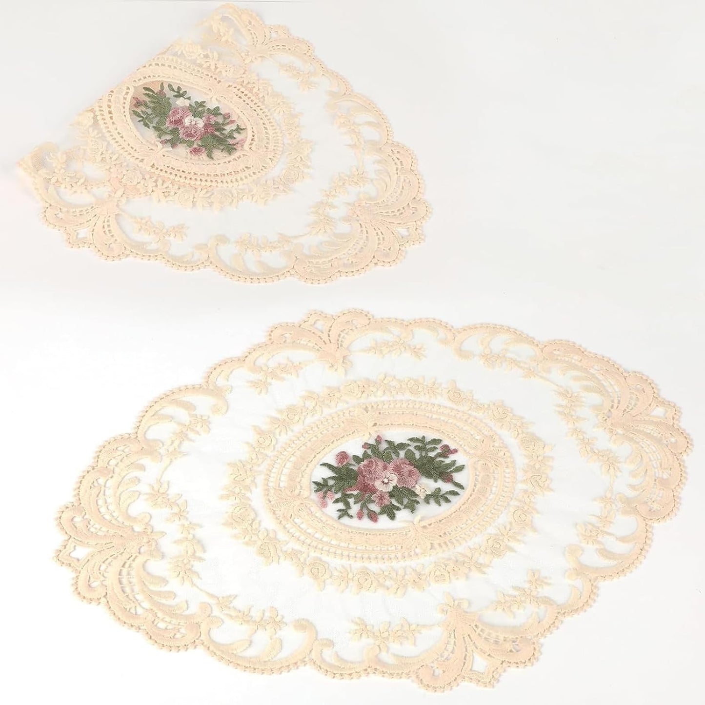Table Mats – Embroidered Vintage Lace Cotton – 2 Pcs (42x30cm)