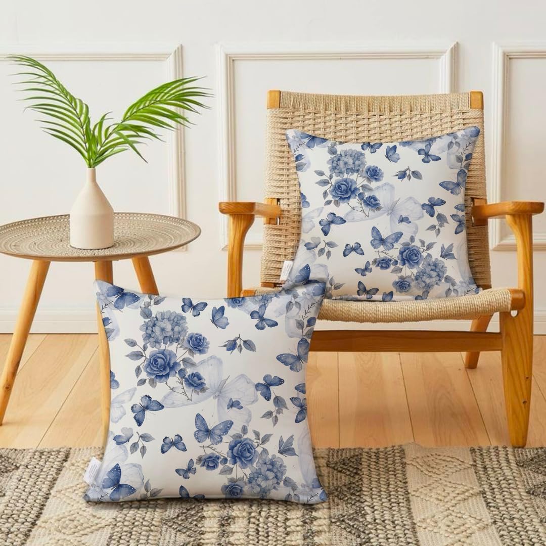 Wholesale Cushion Cover – Organic Cotton Butterfly Print – 16x16 Inch Set of 2