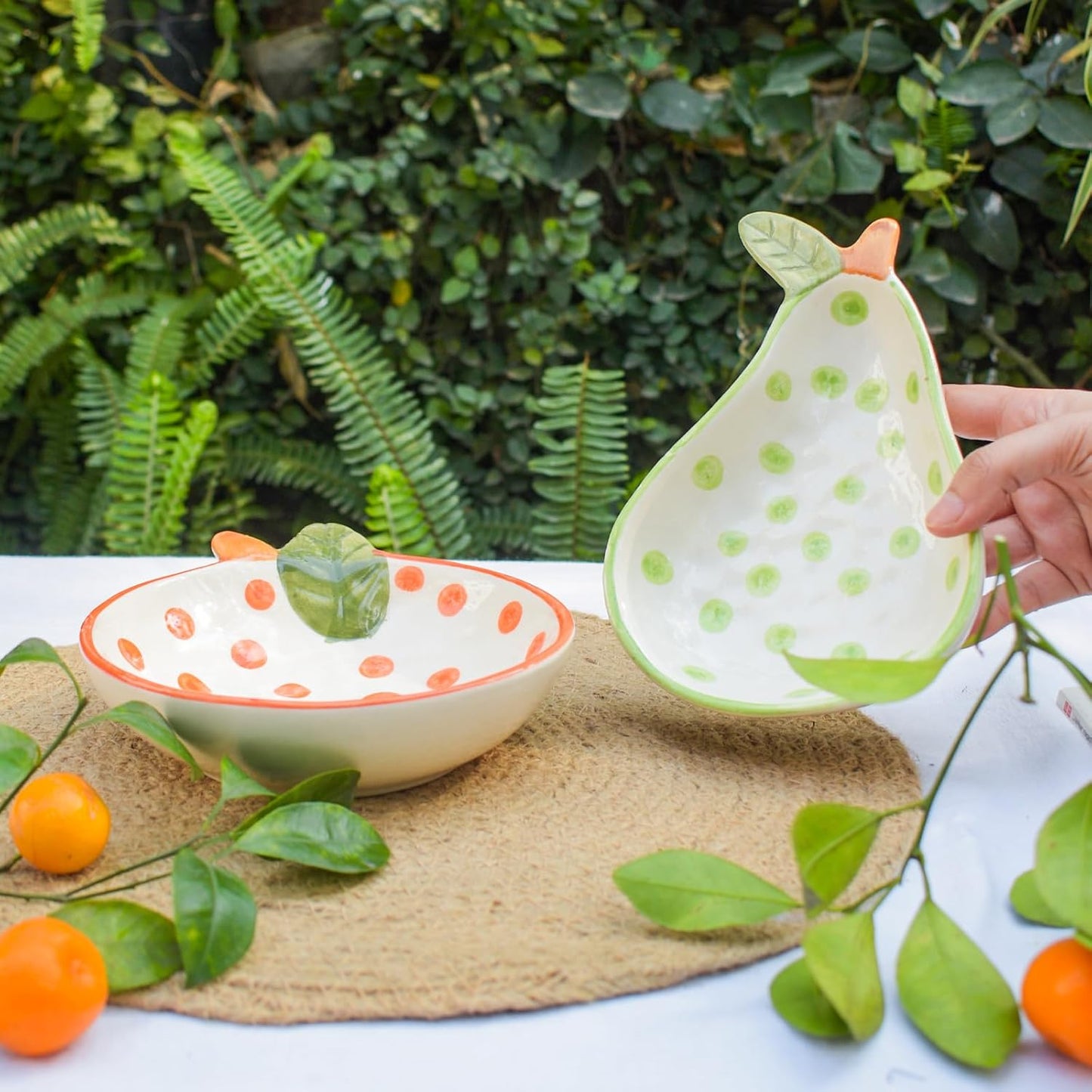 Pear Polka Serving Bowl – Ceramic Dinnerware Set – Microwave Safe – 8-Inch, Set of 2