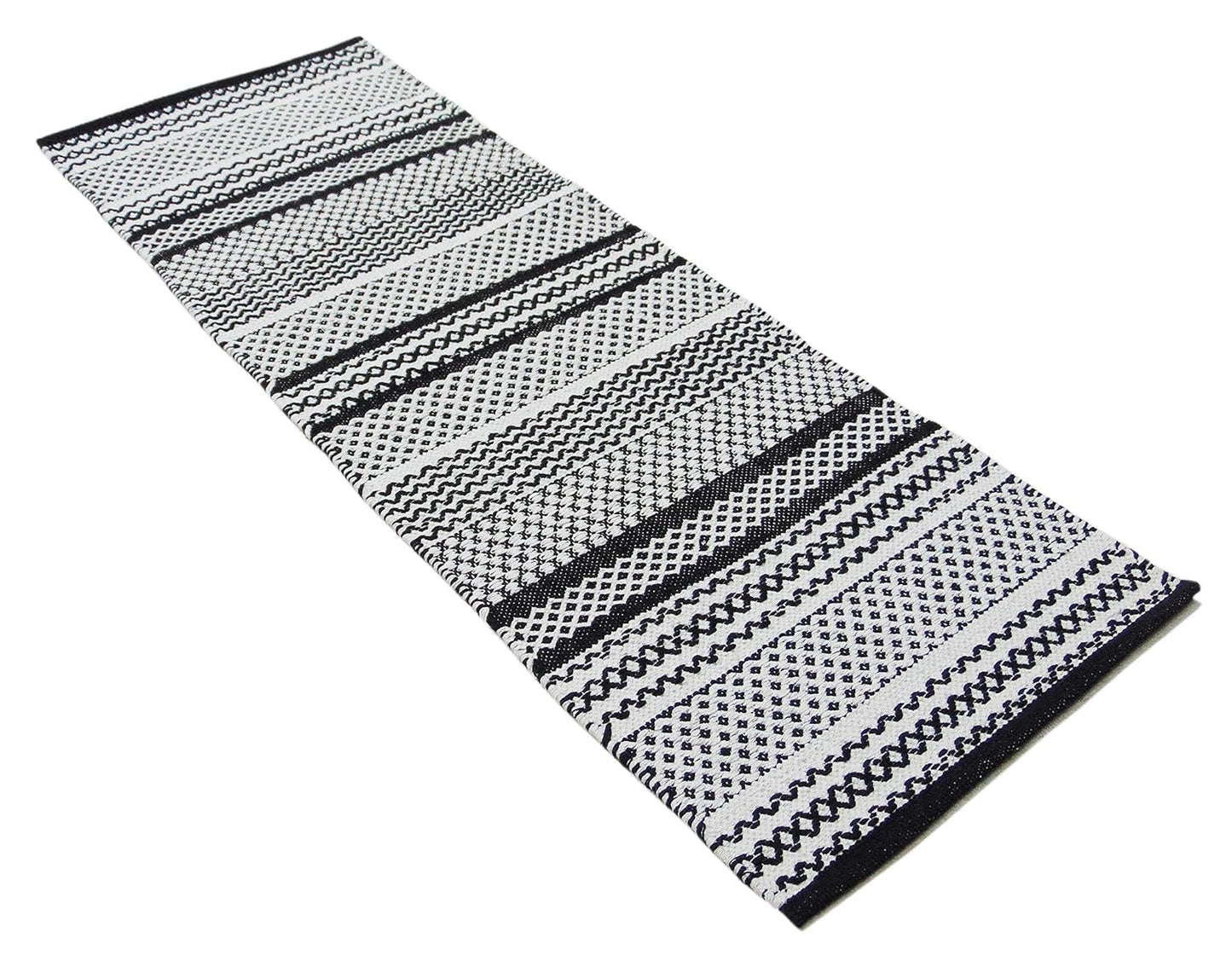 Hand Woven Cotton Rug – Natural Fiber – 2x5 ft – Artisan Crafted