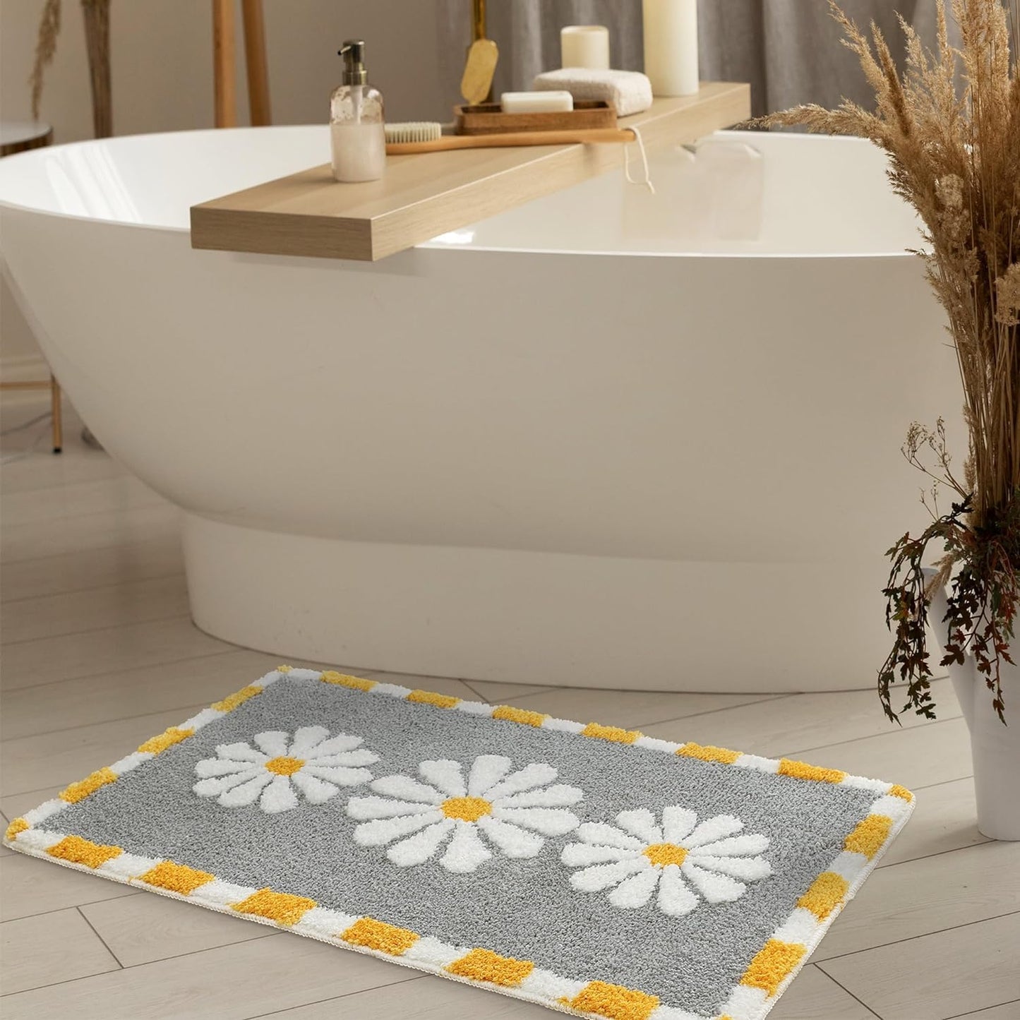 Blossom Super Soft Anti-Skid 2000 GSM Microfiber Mat (40x60 cm) Pack of 1 | Super Absorbent Bath Kitchen Door Floor Mat