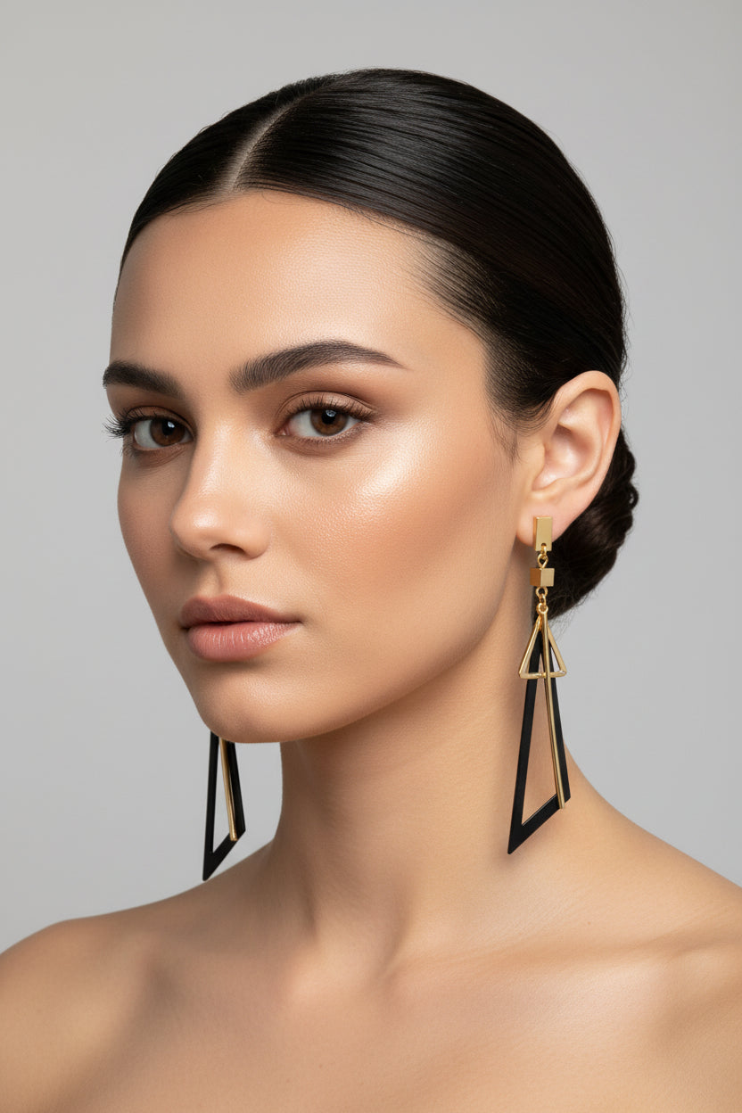 Geometric Hollow Triangle Drop Earrings – Fashion Earrings – Contemporary Style