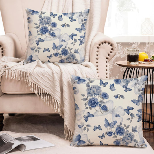 Wholesale Cushion Cover – Organic Cotton Butterfly Print – 16x16 Inch Set of 2