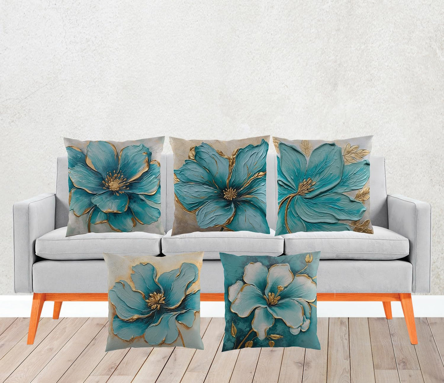 Wholesale Cushion Covers – Flower Print Satin – 16x16 Inch Set of 5