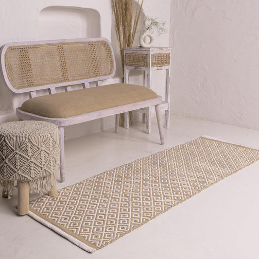 Hand Woven Cotton Rug Runner – Reversible Diamond Pattern – 2x5 ft (60x152 cm)