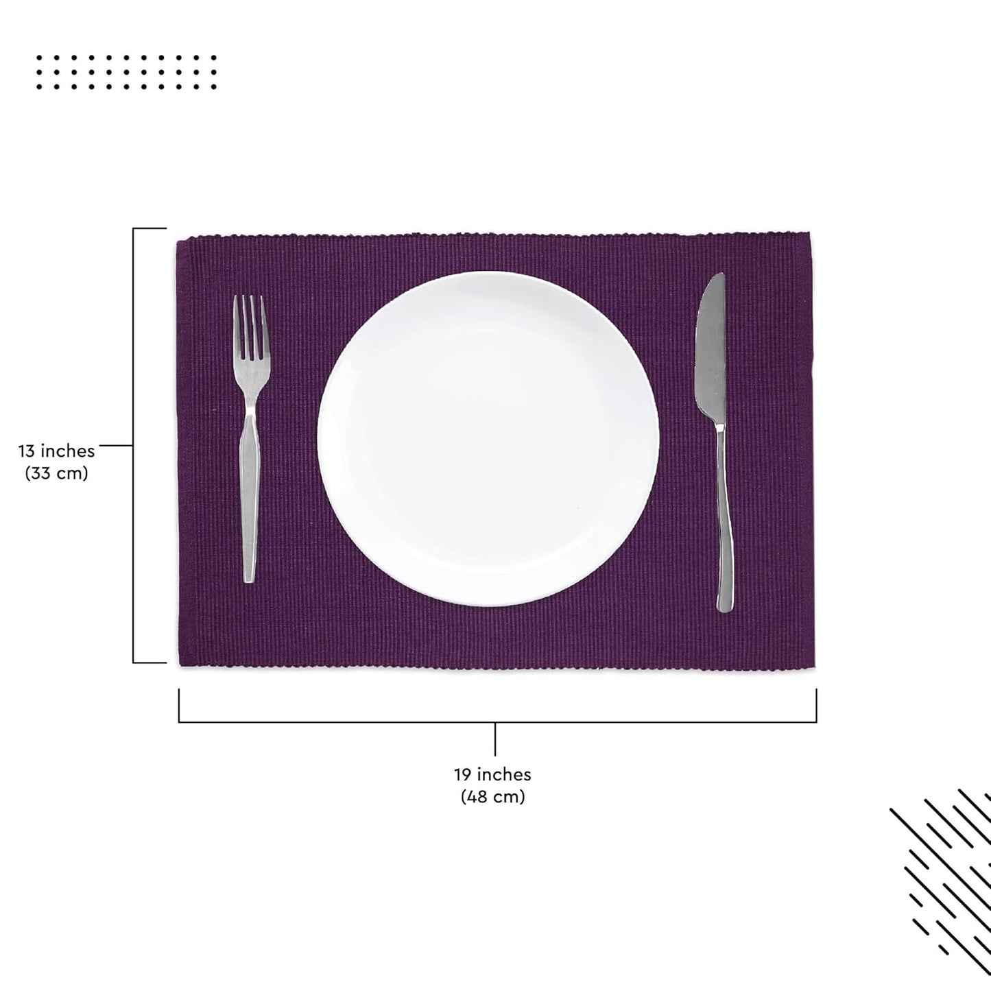 Dining Table Mats – Ribbed Cotton, Heat-Resistant – 48x32 cm, Set of 6