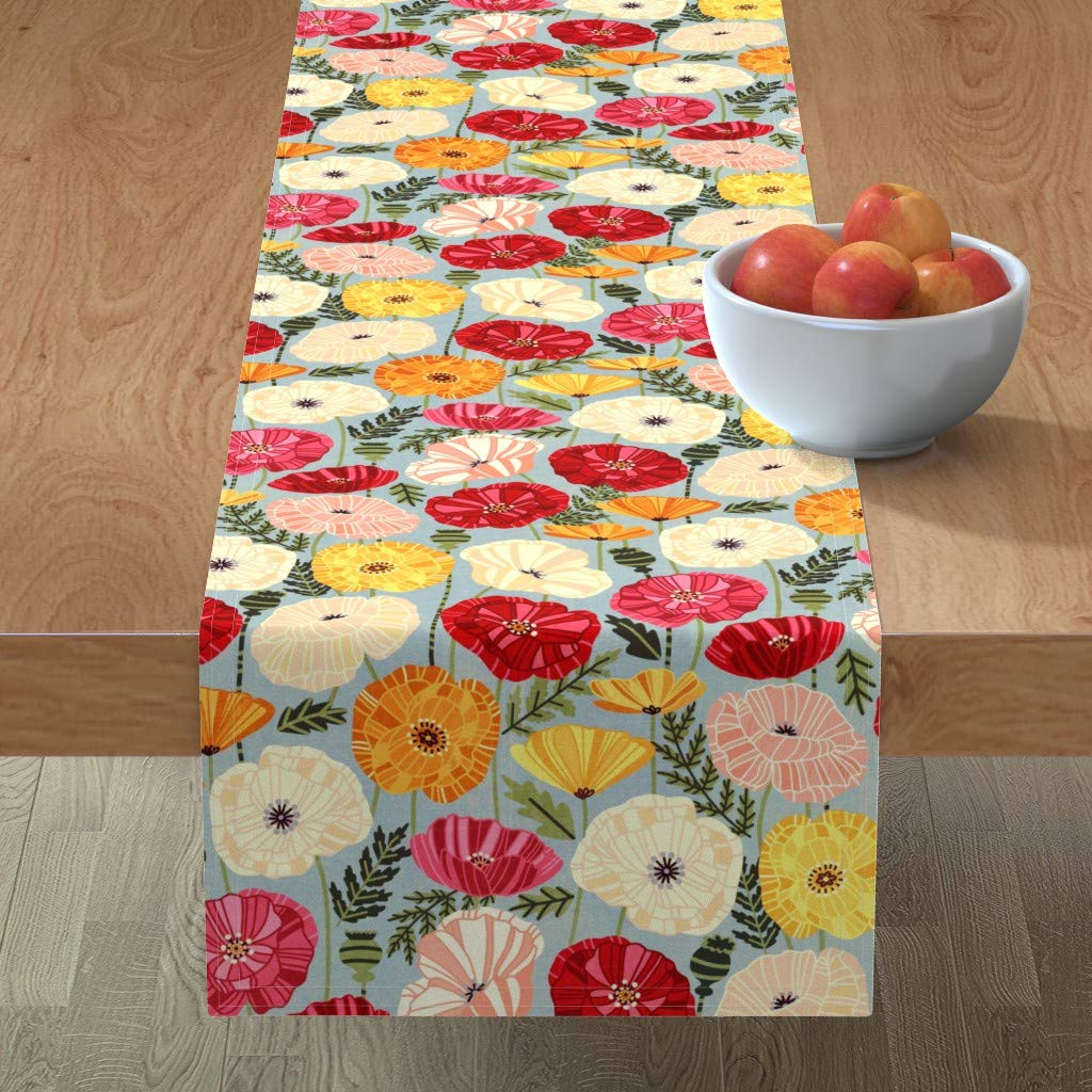Decorative Table Runner – Cotton Blend, Floral Print – 13x72 Inch