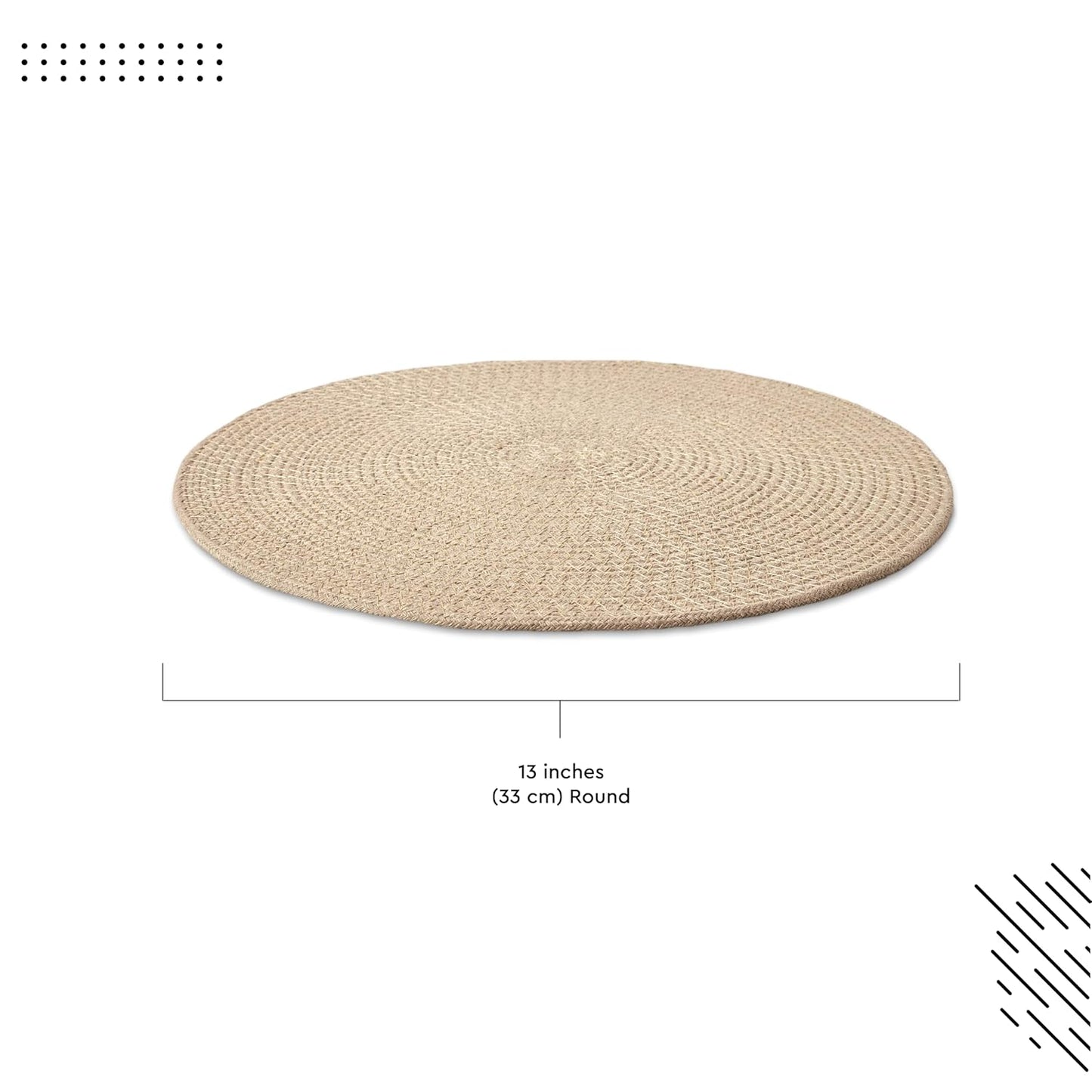 Round Table Mats – Cotton Ribbed Style, Heat-Resistant – 32 cm Diameter, Set of 4