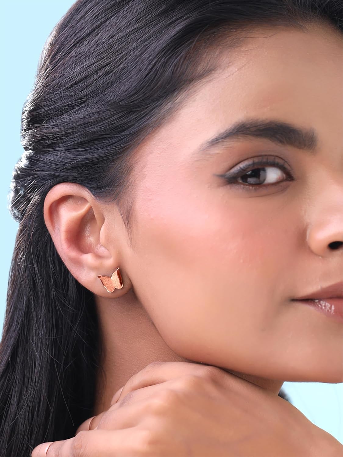 Butterfly Shaped Stud Earrings – Fashion Earrings – Rose Gold Plated Stainless Steel – Fade Resistant Finish