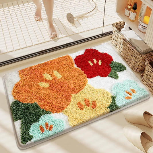 Abstract Cute Multicolor Non-Slip Washable Floor Mat Rugs for Home | Quick Dry Water Absorbent Bath & Door Mat, Multiple Sizes