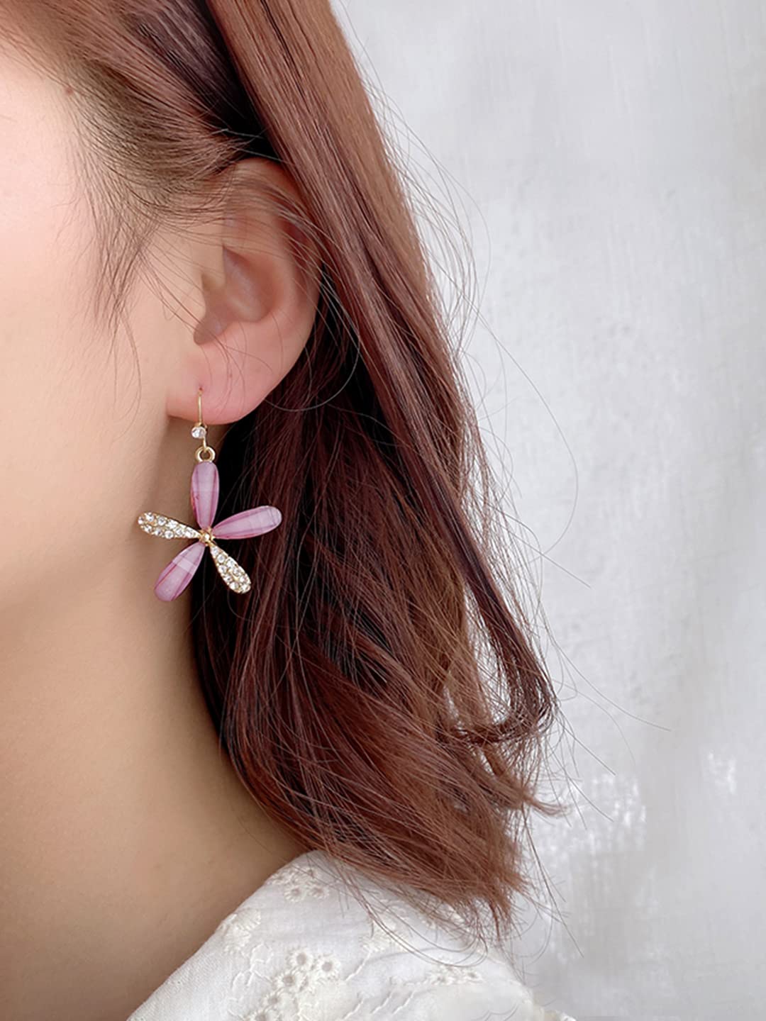 Gold Toned Floral Drop Earrings – Fashion Earrings – Crystal Embellished – Pair