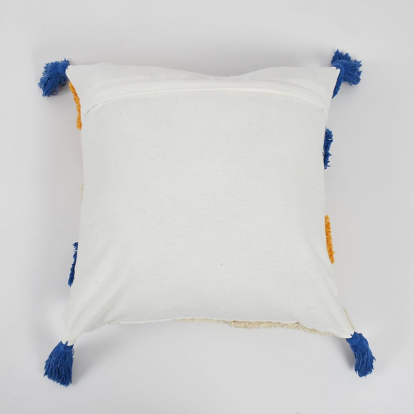 Decorative Cushion Covers – Tufted Geometric Blue/Yellow – 16x16 Inch, Set of 2