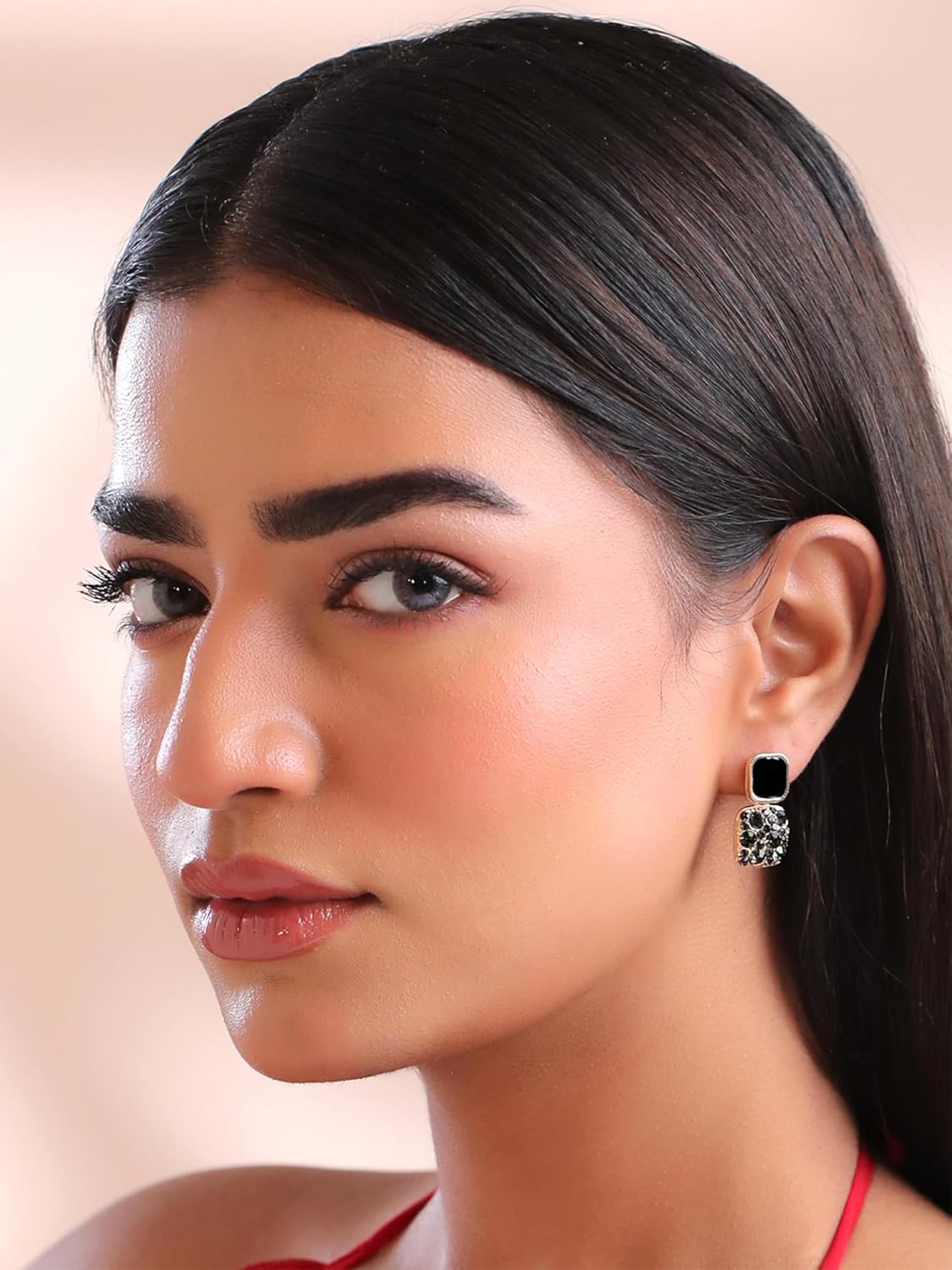 Black Crystal Drop Earrings – Women's Fashion Jewellery – Gold Toned – Direct Sourced Value