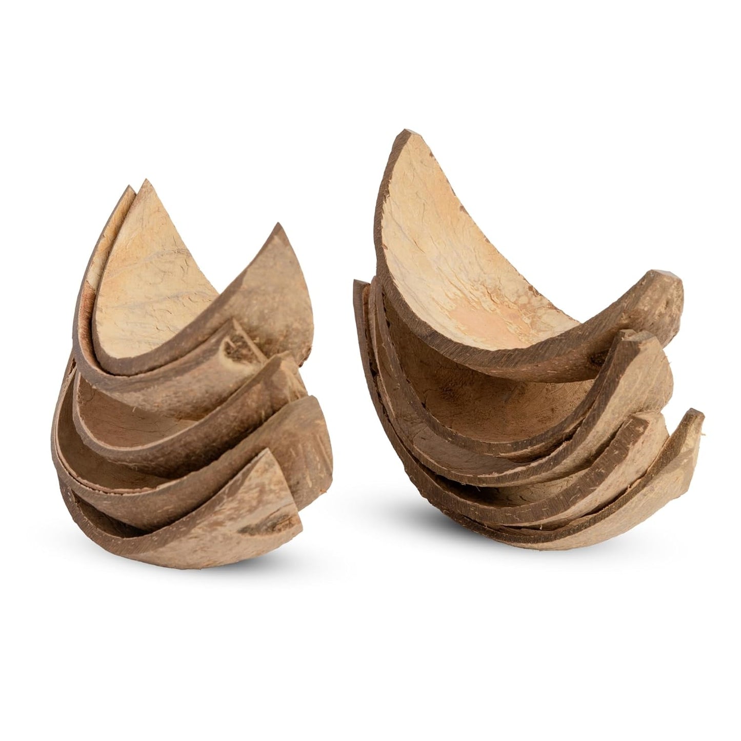 Coconut Shell Serving Boats – Serveware – Natural Coconut – Handcrafted Eco-Friendly – Set of 10