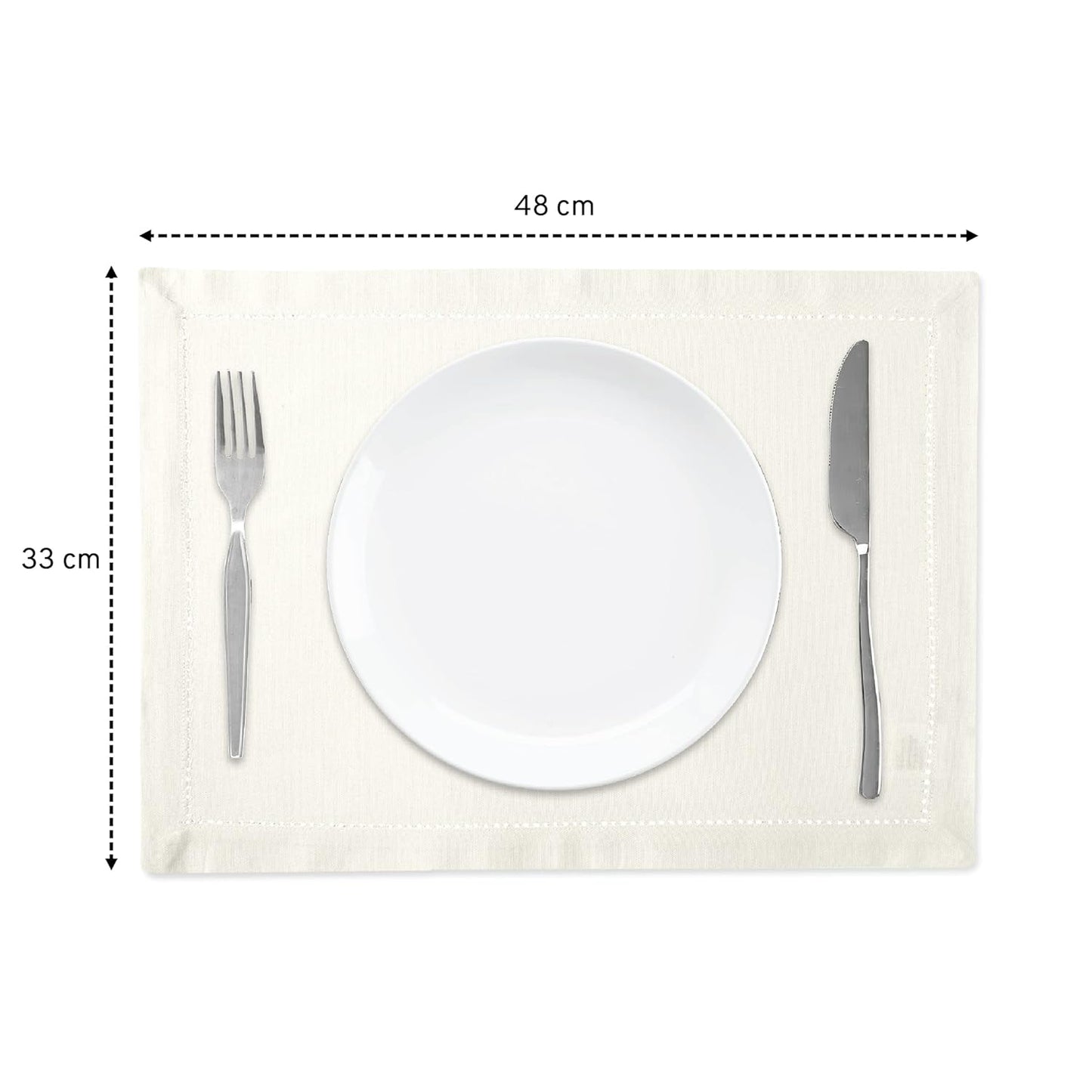 Cotton Table Mats – Hemstitched Design – 48x32 cm | 4-Pack