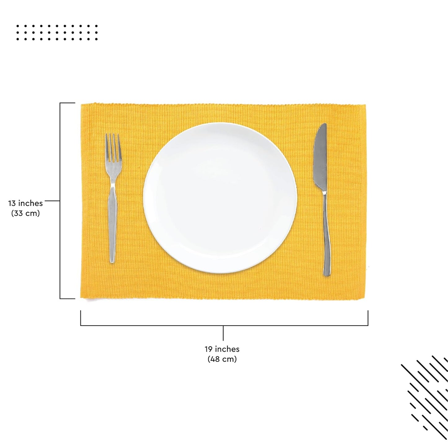 Dining Table Mats – Ribbed Cotton – Set of 6 (48x32 cm)